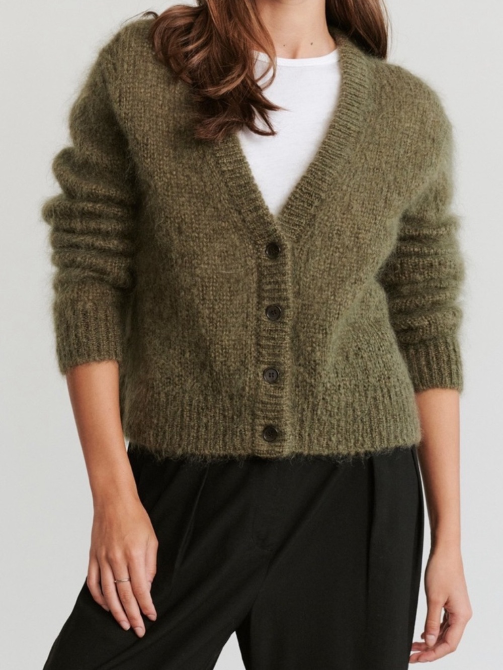 Jenni Kayne Mohair Boyfriend Cardigan in Olive